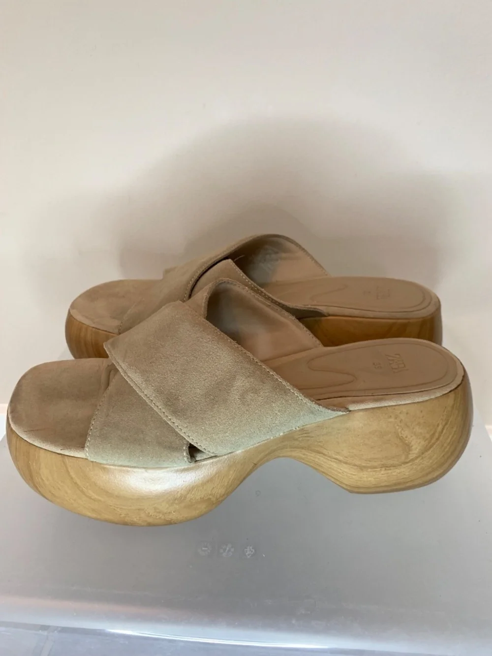 Zara Sand Brown Split Suede Sandals 39 - Picture 6 of 11